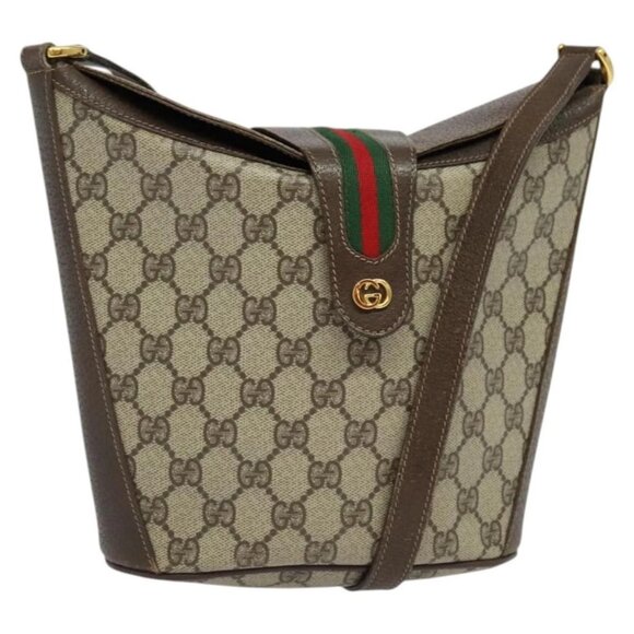 GUCCI GG Supreme Web Sherry Line Shoulder Bag PVC Beige 904 02 081 Auth 139731 - Picture 1 of 16